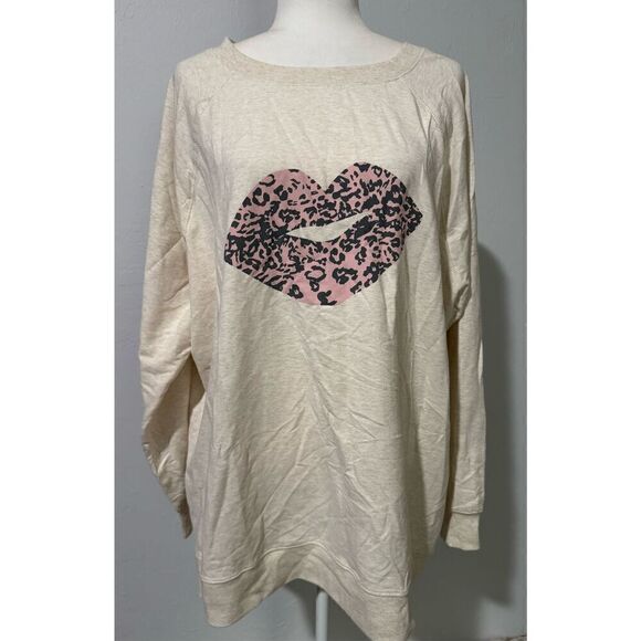 Wildfox leopard lips print pullover sweater XL - Picture 2 of 6